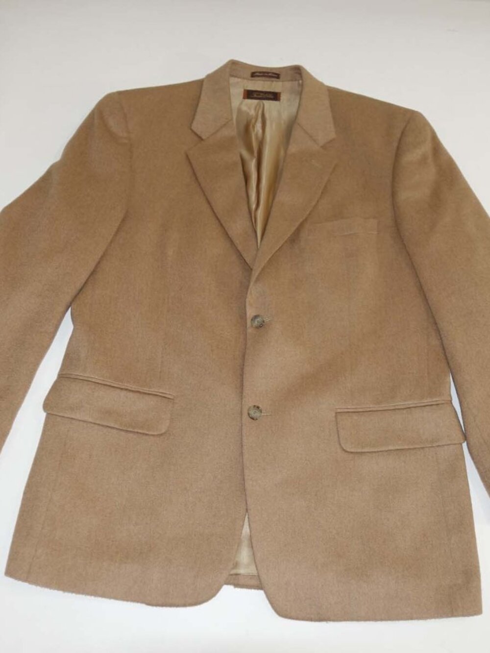 Tasso Elba Men's Sport Coat Size 42 Regular Brown Italian 100% Camel Hair Jacket